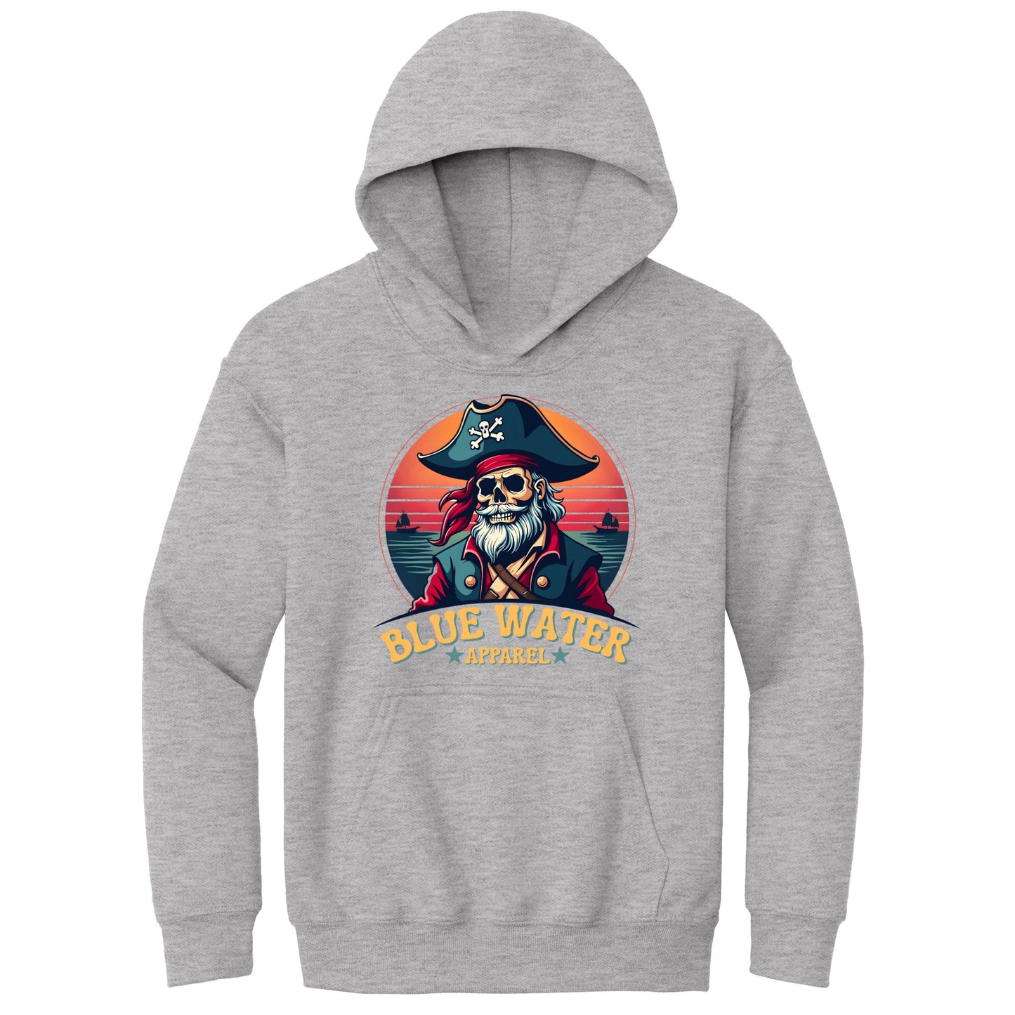 flat lay sport grey vintage pirate kids hoodie by blue water apparel