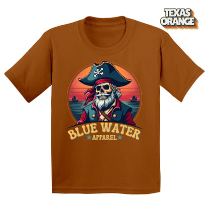 Flat Lay of Vintage Pirate Texas Orange tee by Blue Water Apparel