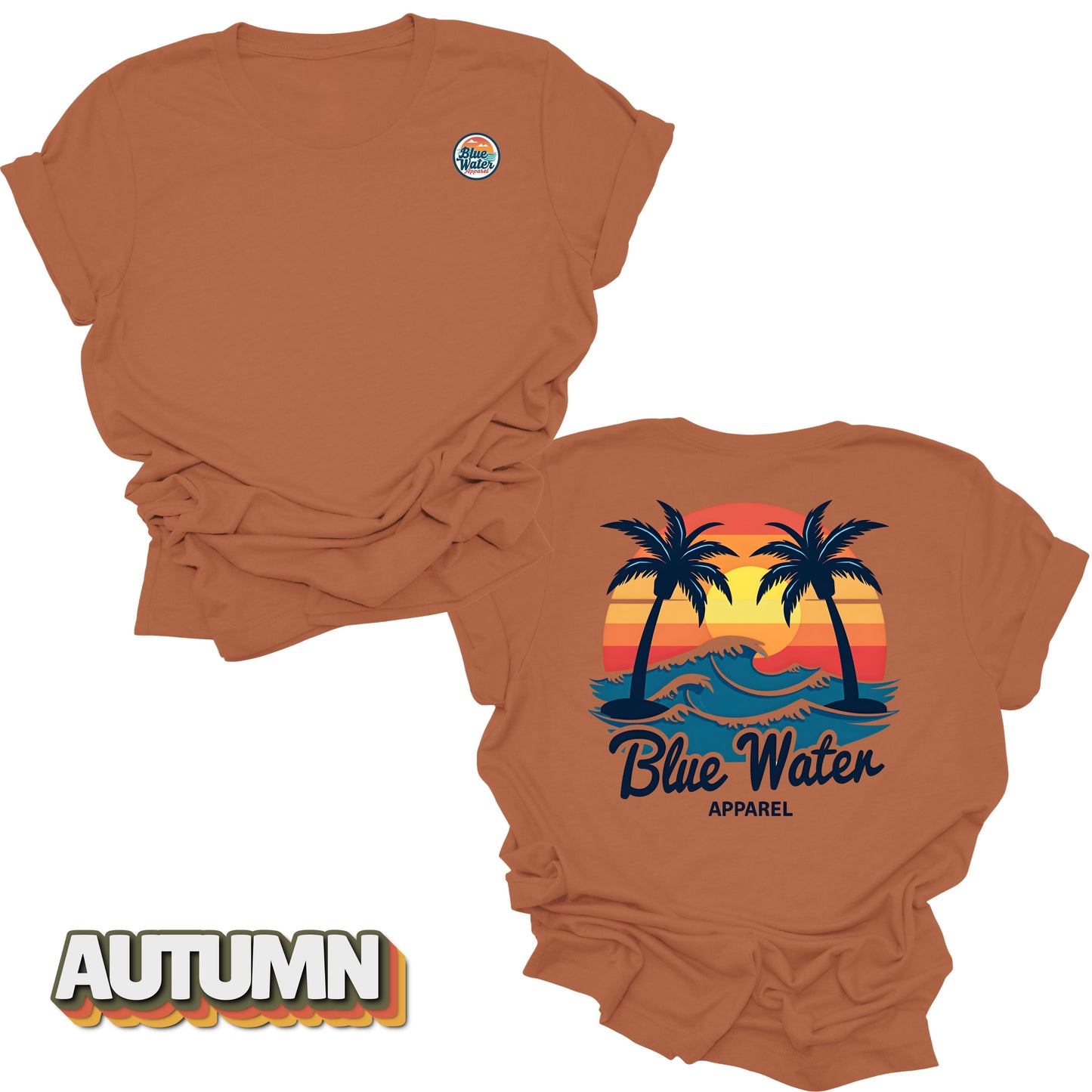 Flat lay back graphic Vintage Sunset in Autumn by Blue Water Apparel