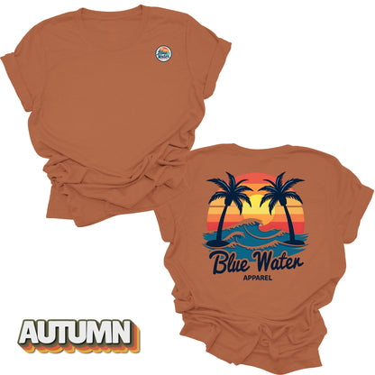 Flat lay back graphic Vintage Sunset in Autumn by Blue Water Apparel