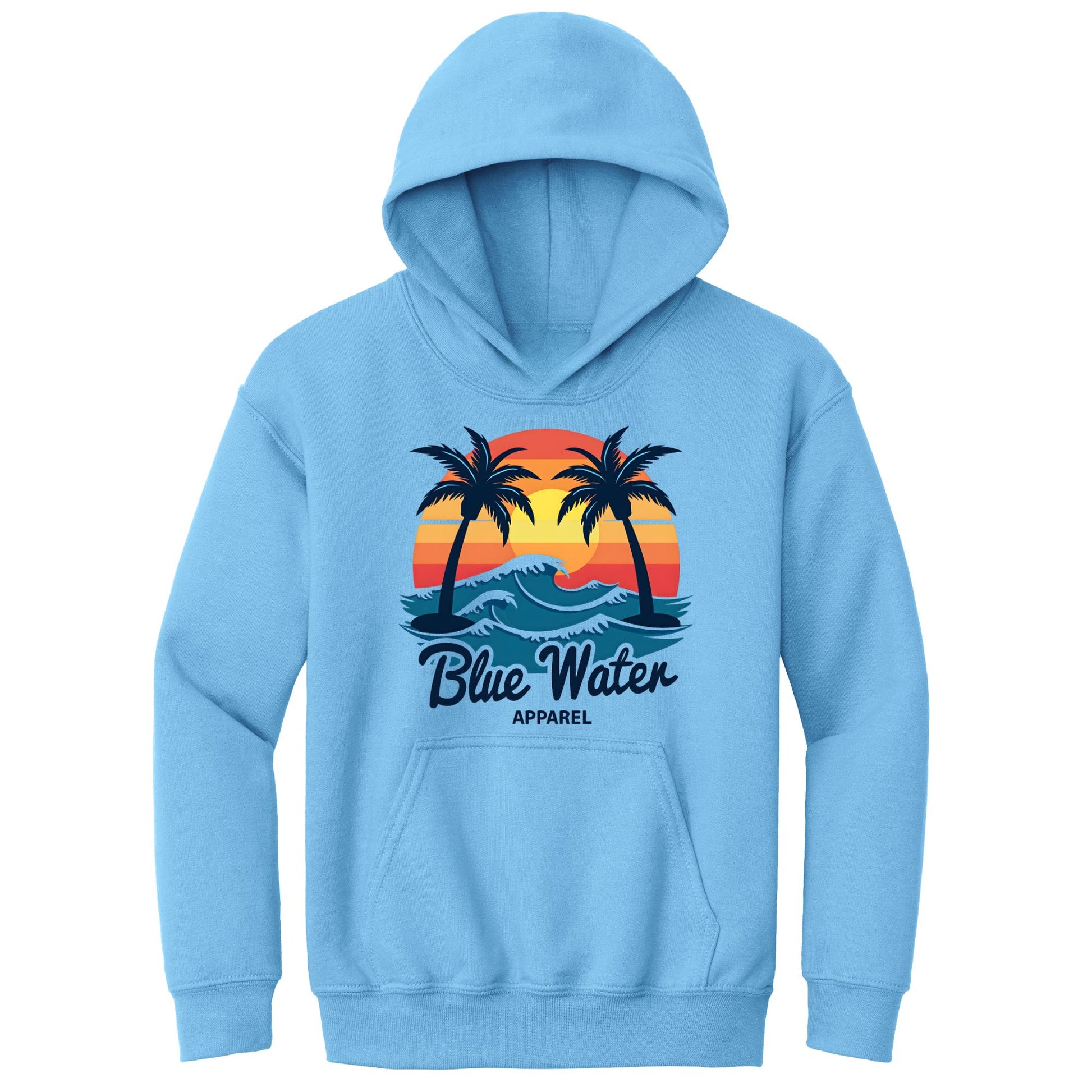 flat lay carolina blue vintage sunset kids hoodie by blue water apparel
