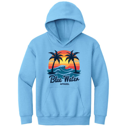 flat lay carolina blue vintage sunset kids hoodie by blue water apparel