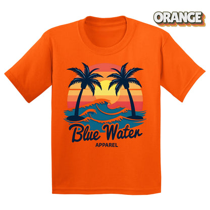Flat Lay of Orange Vintage Sunset tee by Blue Water Apparel