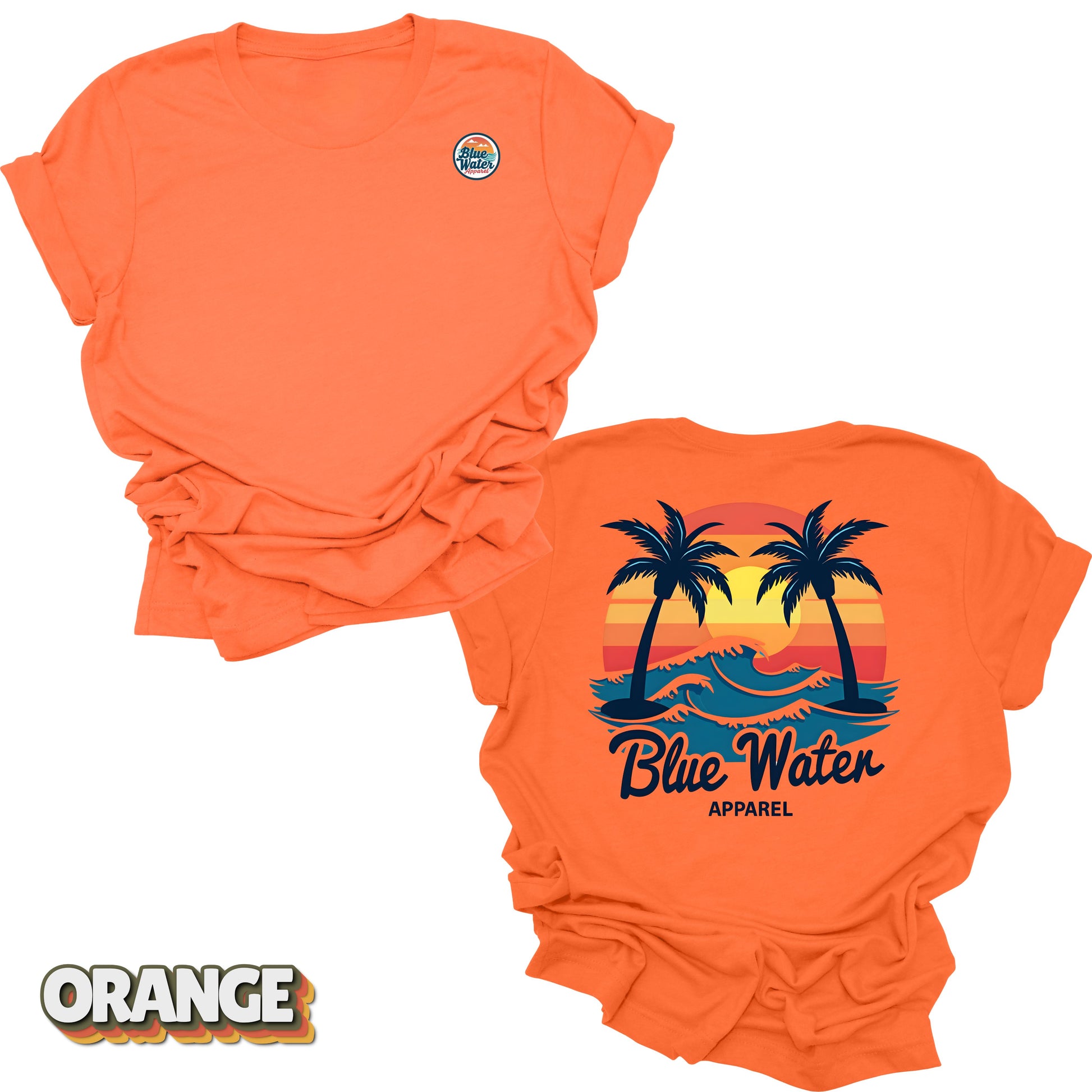 Flat lay back graphic Vintage Sunset in Orange by Blue Water Apparel