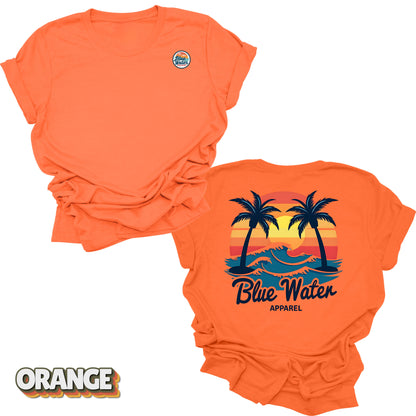 Flat lay back graphic Vintage Sunset in Orange by Blue Water Apparel