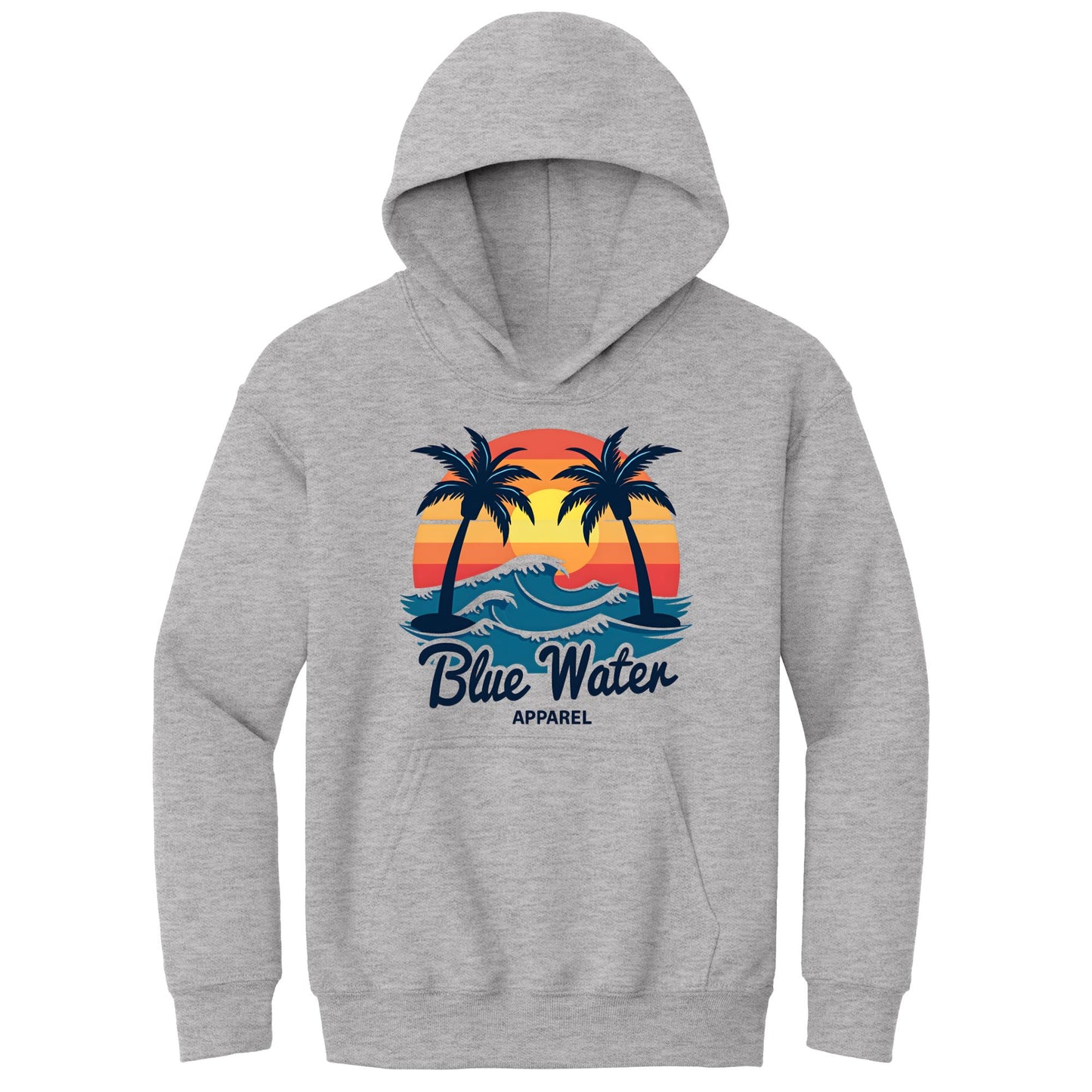 flat lay sport grey vintage sunset kids hoodie by blue water apparel