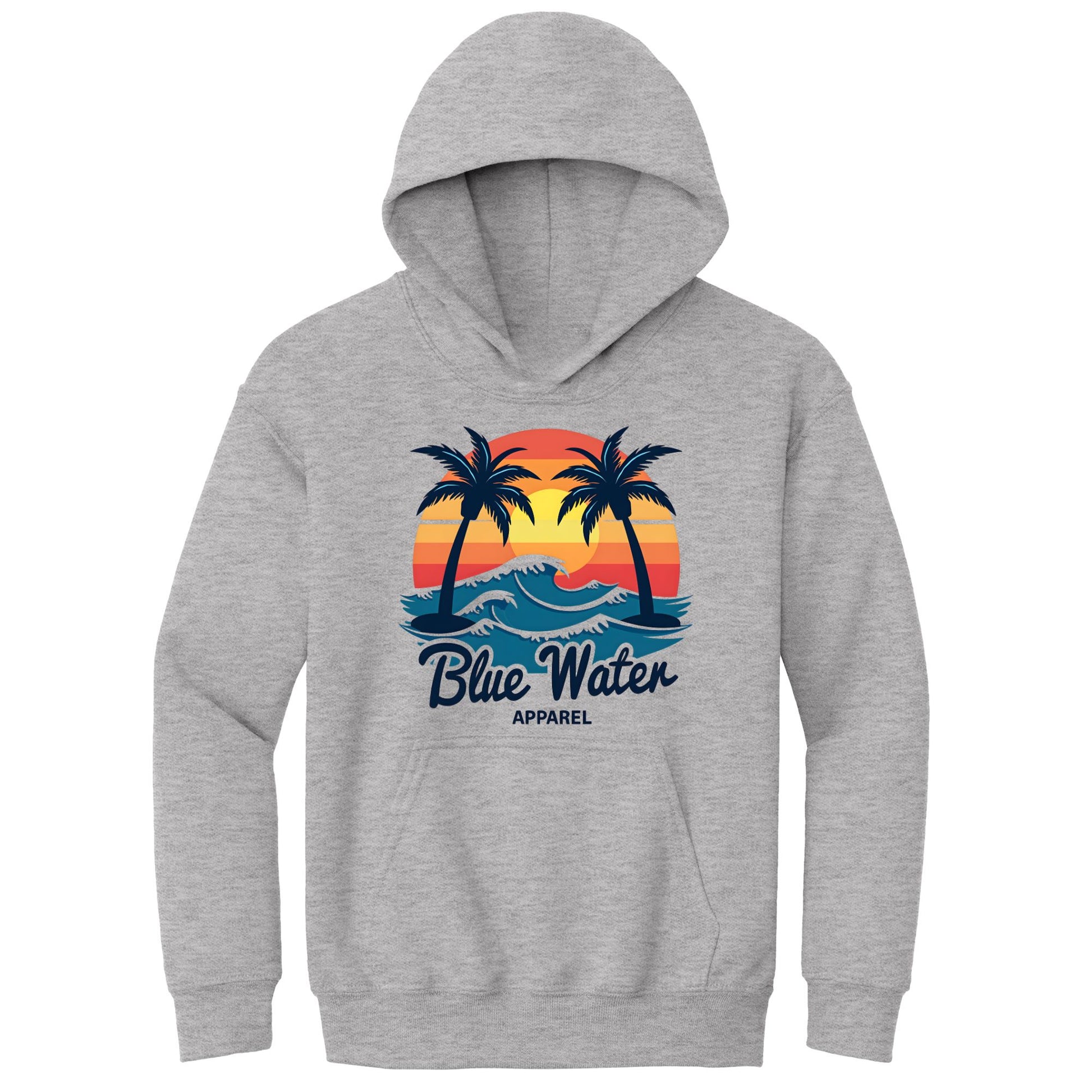 flat lay sport grey vintage sunset kids hoodie by blue water apparel