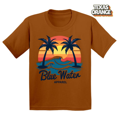 Flat Lay of Texas Orange Vintage Sunset tee by Blue Water Apparel