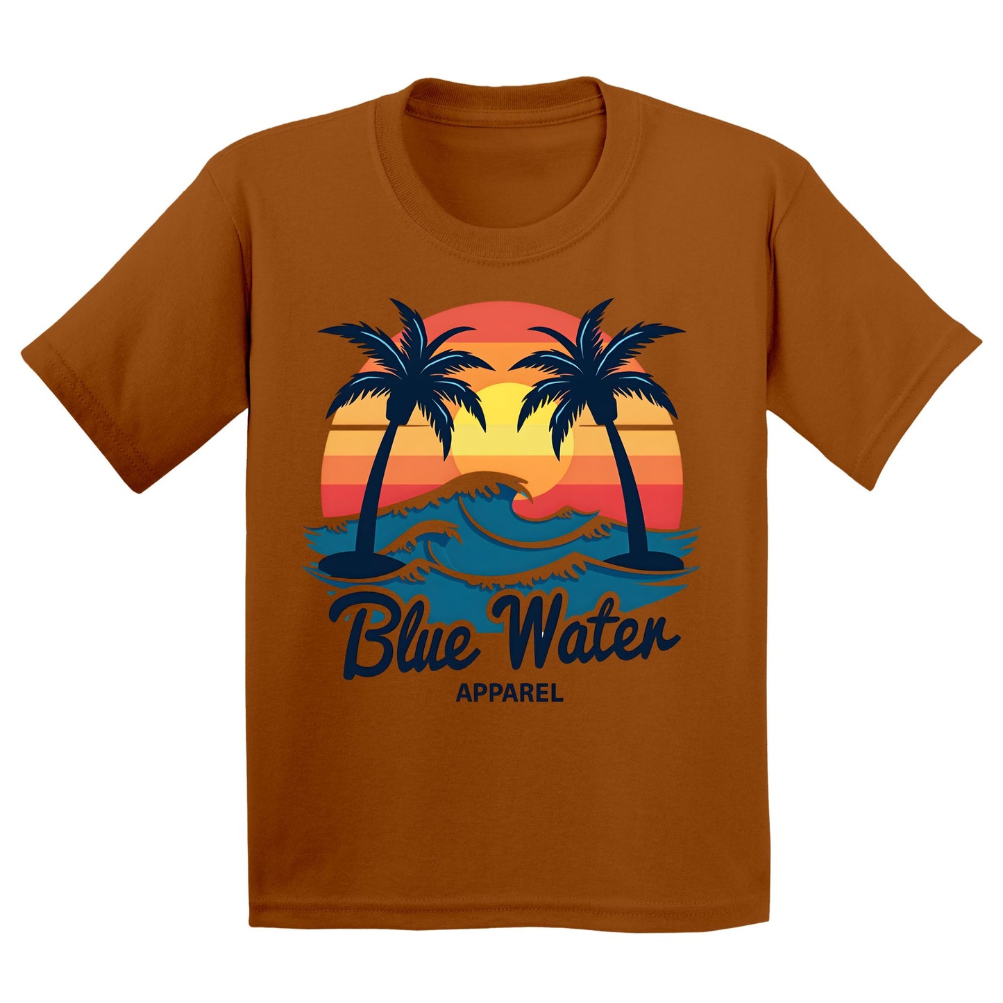flat lay texas orange vintage sunset kids tee by blue water apparel