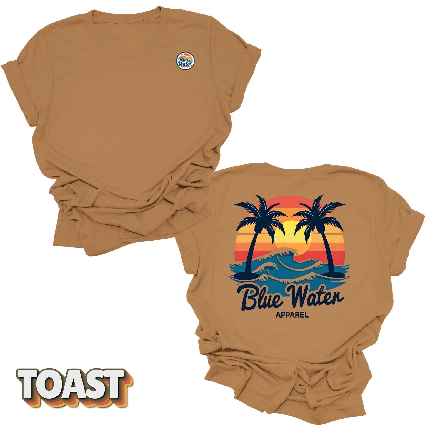 Flat lay back graphic Vintage Sunset in Toast by Blue Water Apparel