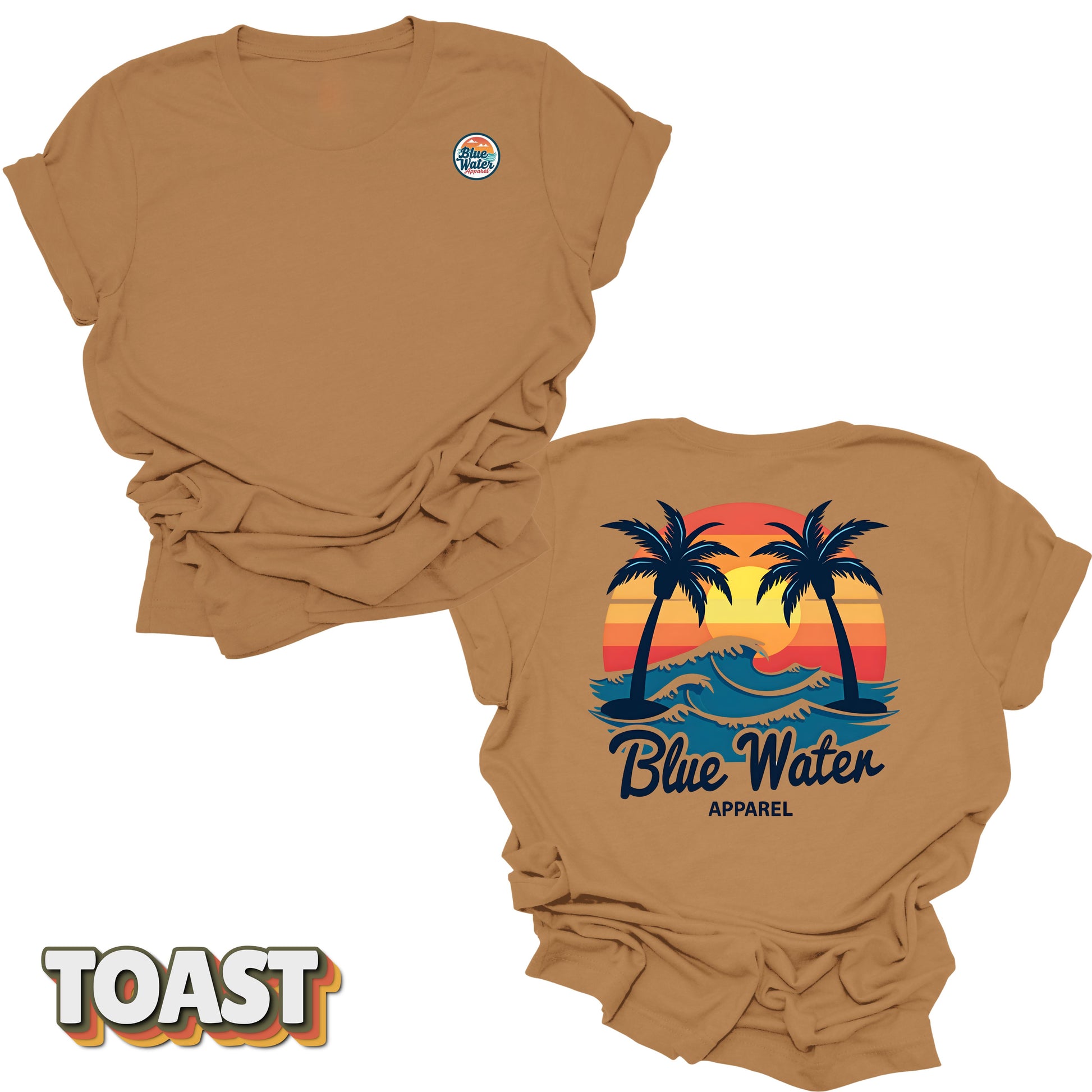 Flat lay back graphic Vintage Sunset in Toast by Blue Water Apparel
