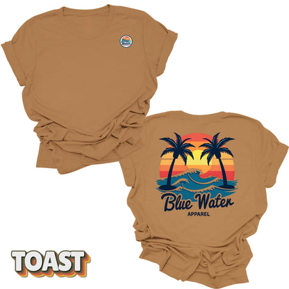 Flat lay back graphic Vintage Sunset in Toast by Blue Water Apparel
