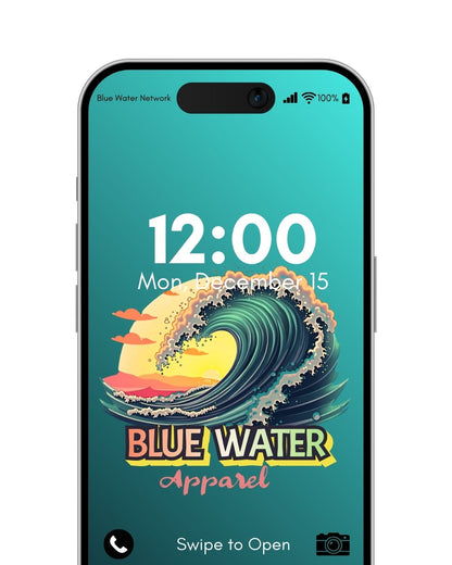 vintage surf teal wallpaper mockup by blue water apparel