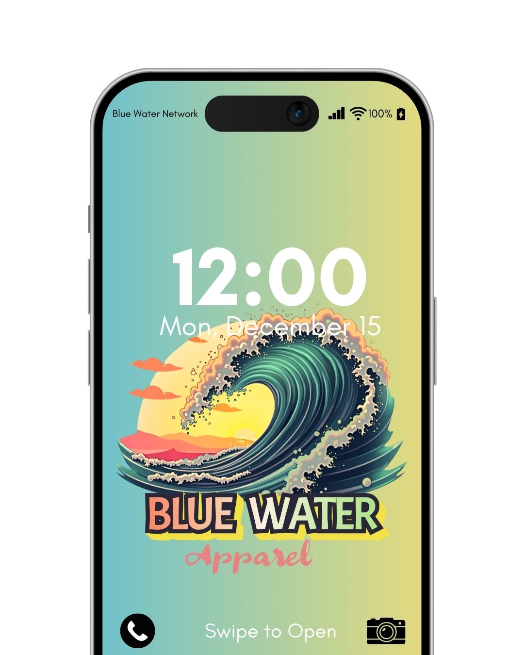 vintage surf blue yellow wallpaper mockup by blue water apparel