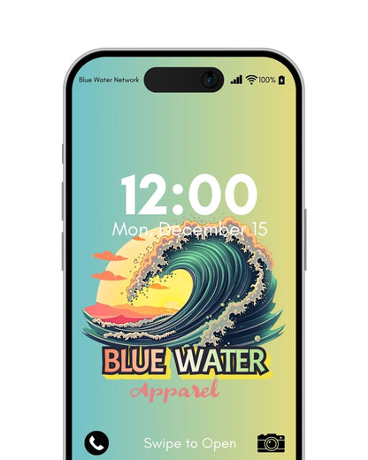 vintage surf blue yellow wallpaper mockup by blue water apparel