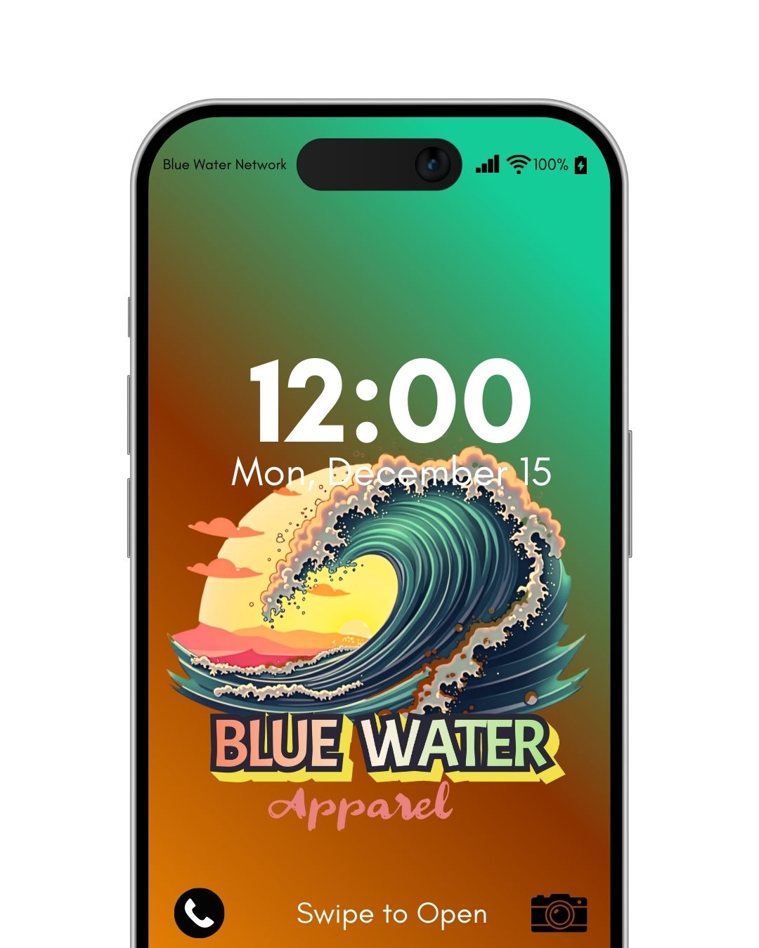 vintage surf burnt orange green wallpaper mockup by blue water apparel