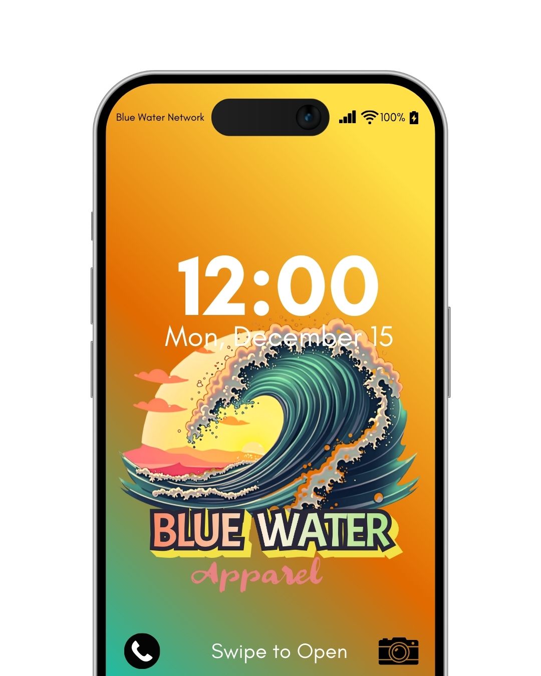 vintage surf orange blue wallpaper mockup by blue water apparel