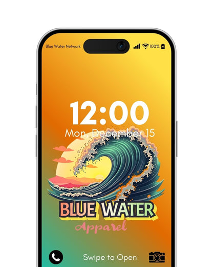 vintage surf orange blue wallpaper mockup by blue water apparel