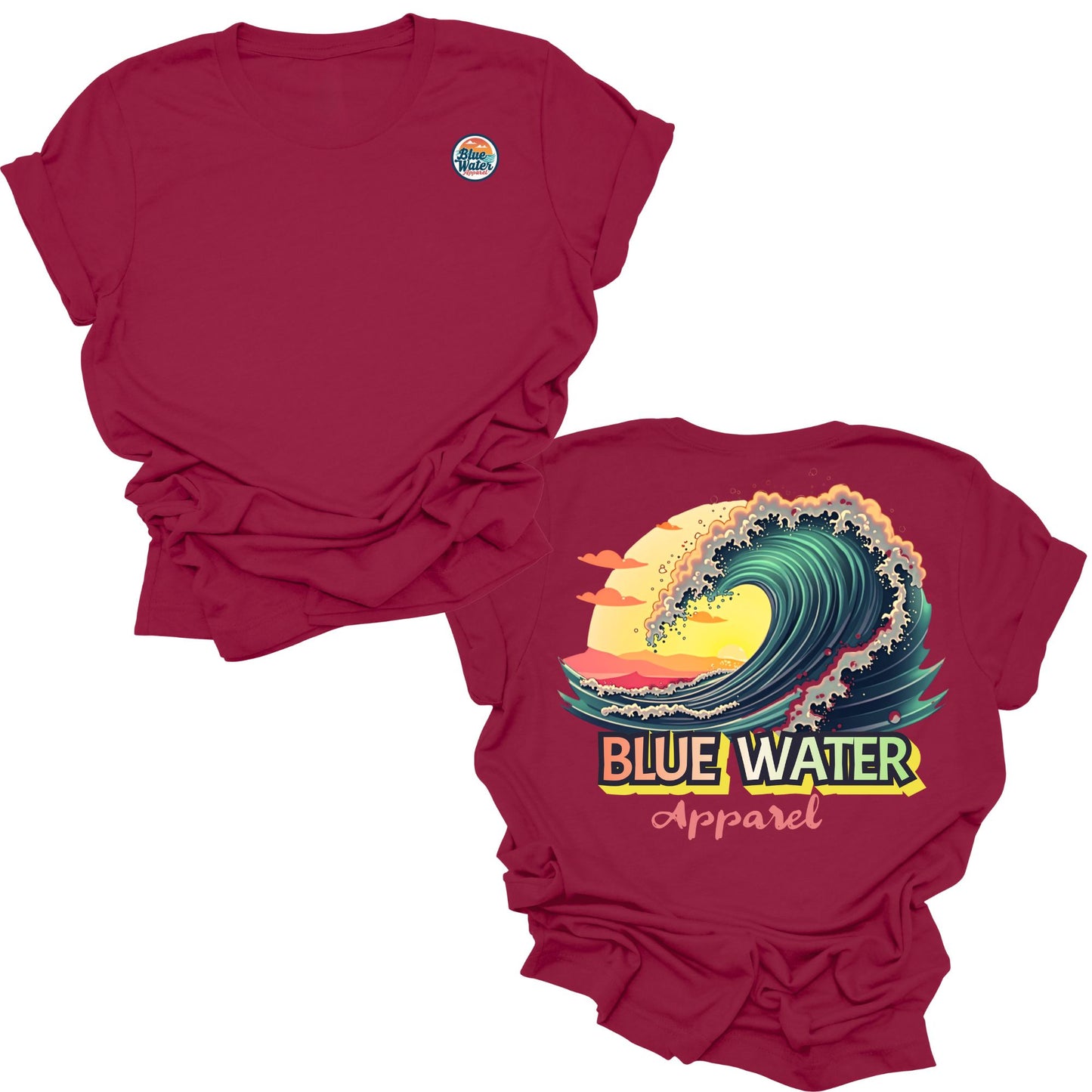 flat lay cardinal vintage surf tee by blue water apparel