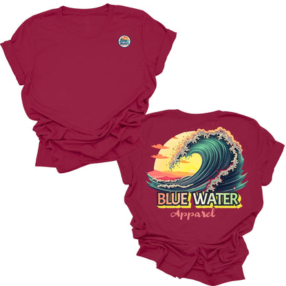 flat lay cardinal vintage surf tee by blue water apparel