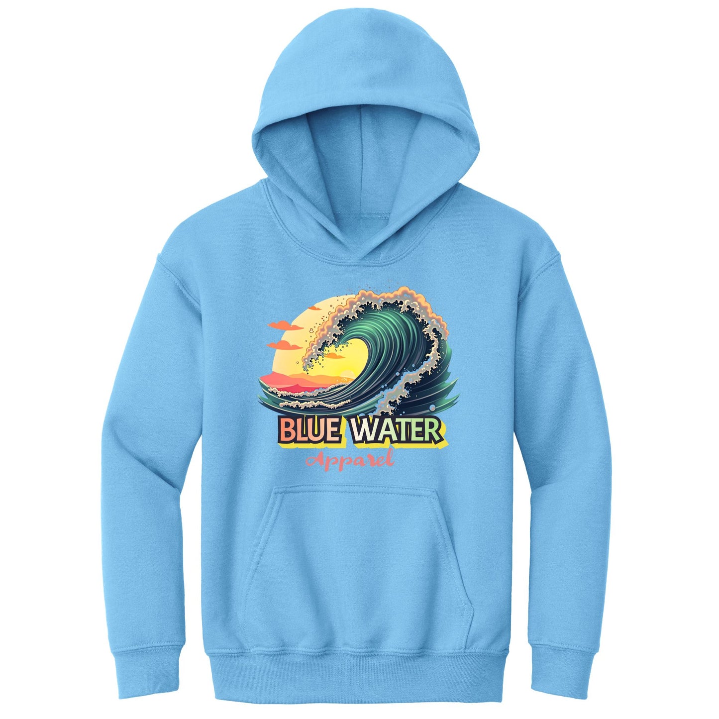 flat lay carolina blue vintage surf kids hoodie by blue water apparel