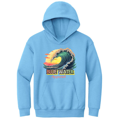 flat lay carolina blue vintage surf kids hoodie by blue water apparel