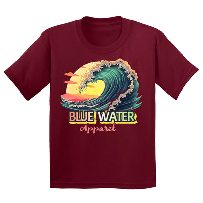 flat lay cardinal red vintage surf kids tee by blue water apparel