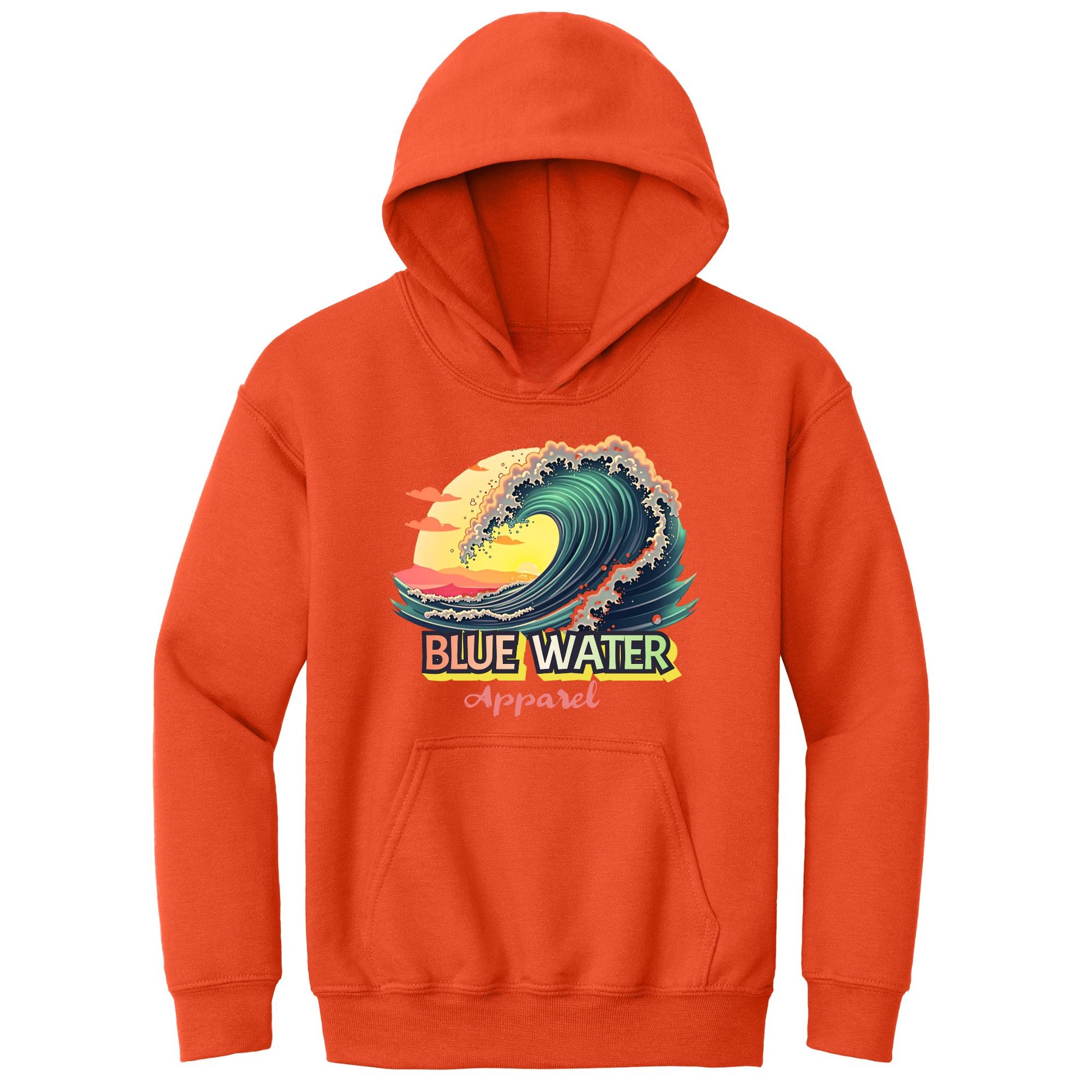 flat lay orange vintage surf kids hoodie by blue water apparel