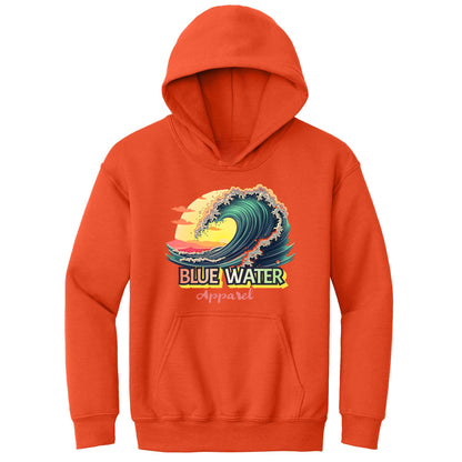 flat lay orange vintage surf kids hoodie by blue water apparel