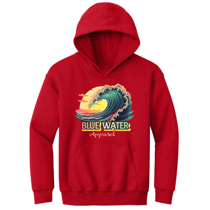 flat lay red vintage surf kids hoodie by blue water apparel
