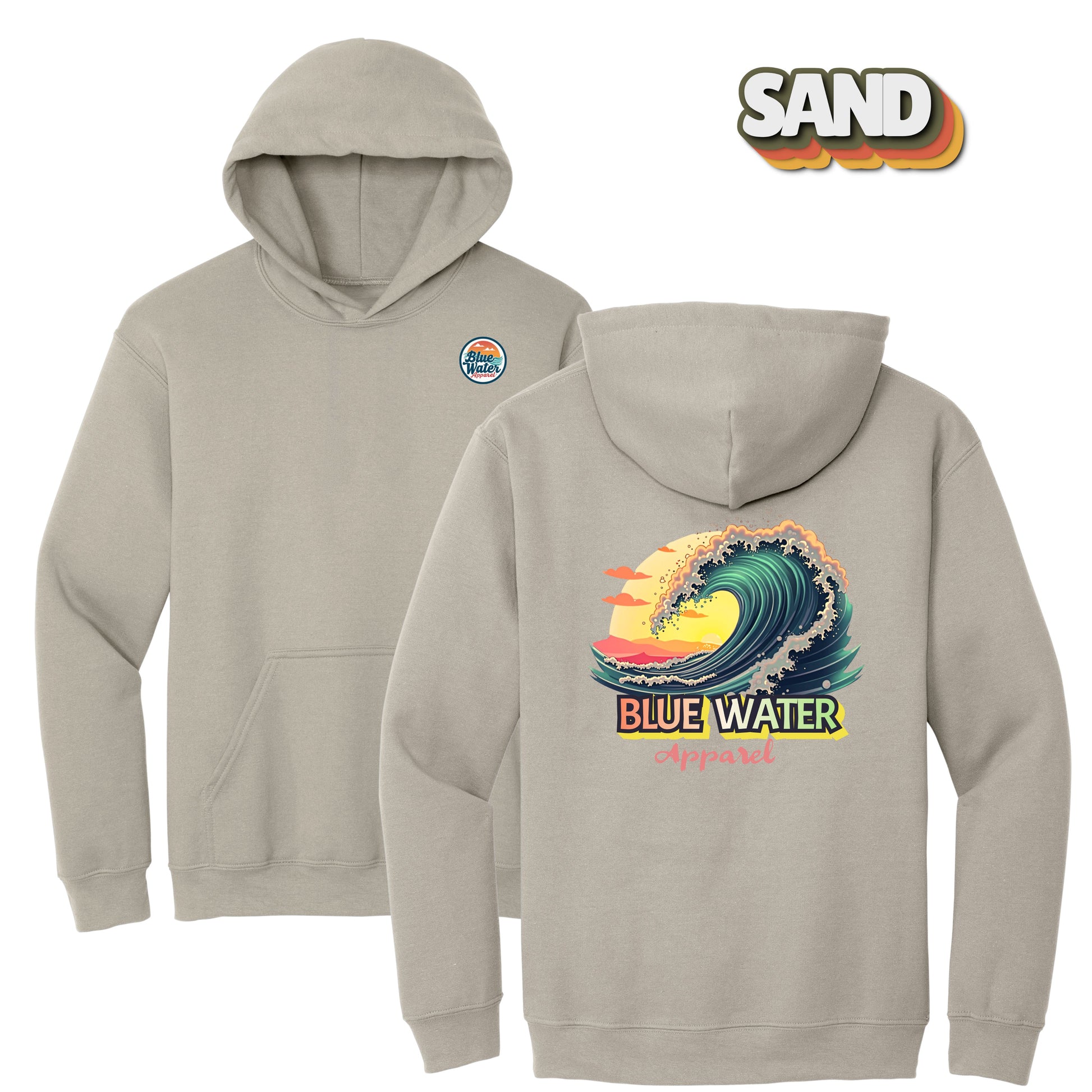 flat lay sand vintage surf hoodie by blue water apparel