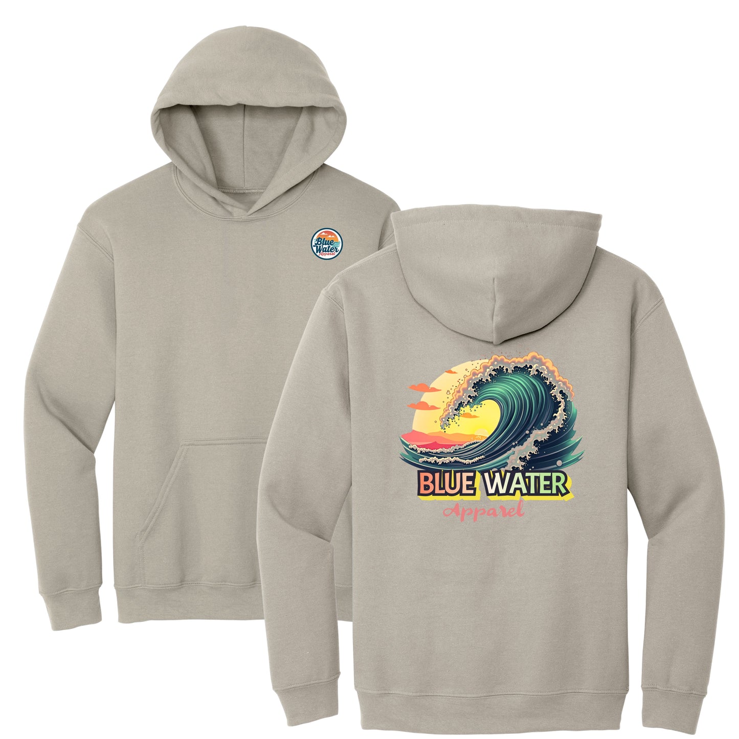 flat lay sand vintage surf hoodie by blue water apparel