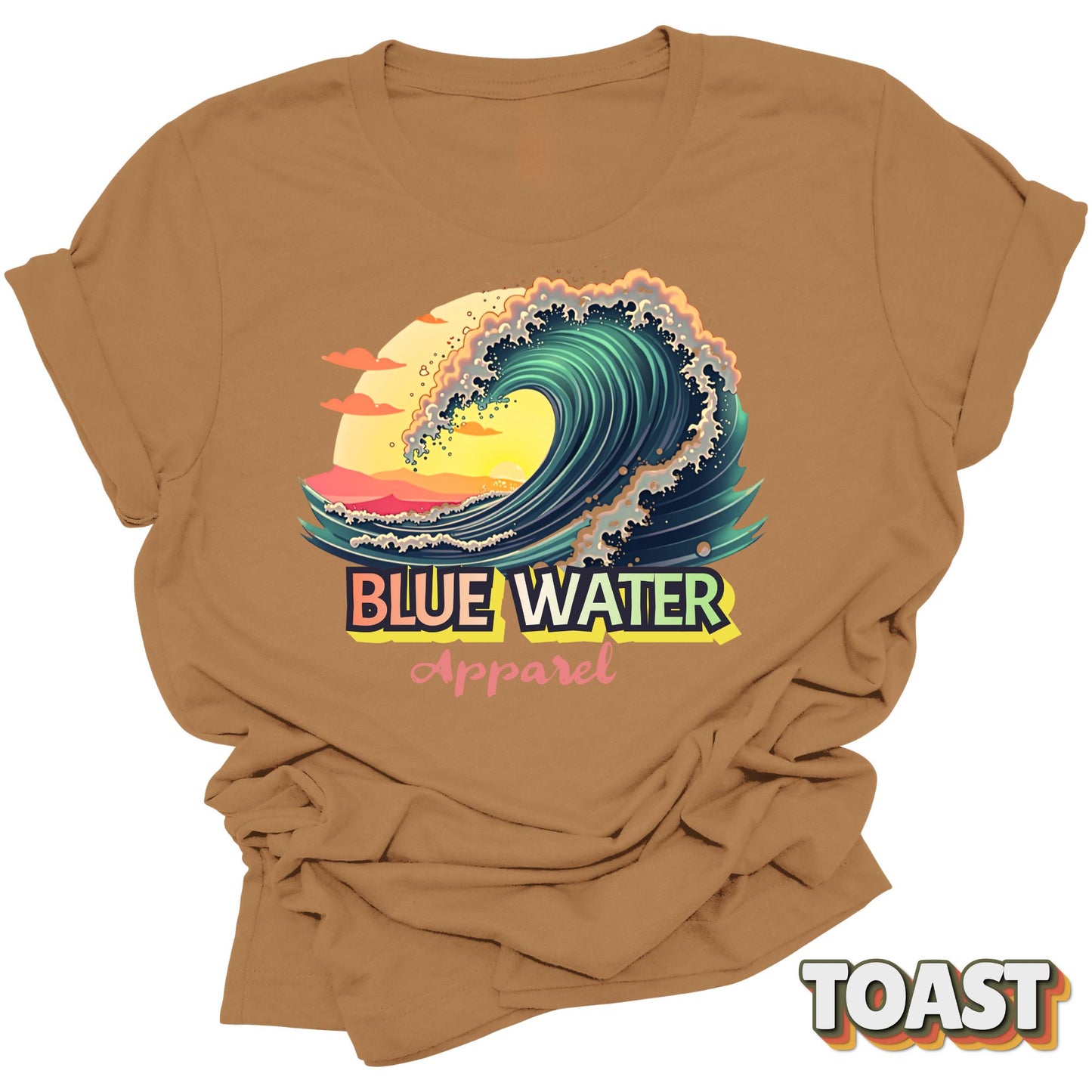 front graphic vintage surf tee in toast by blue water apparel
