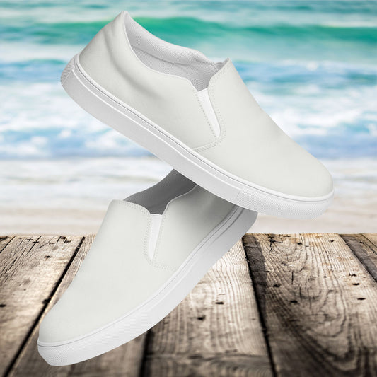 White Men’s Slip-On Canvas Shoes to Match Our Retro Collection T-Shirts!