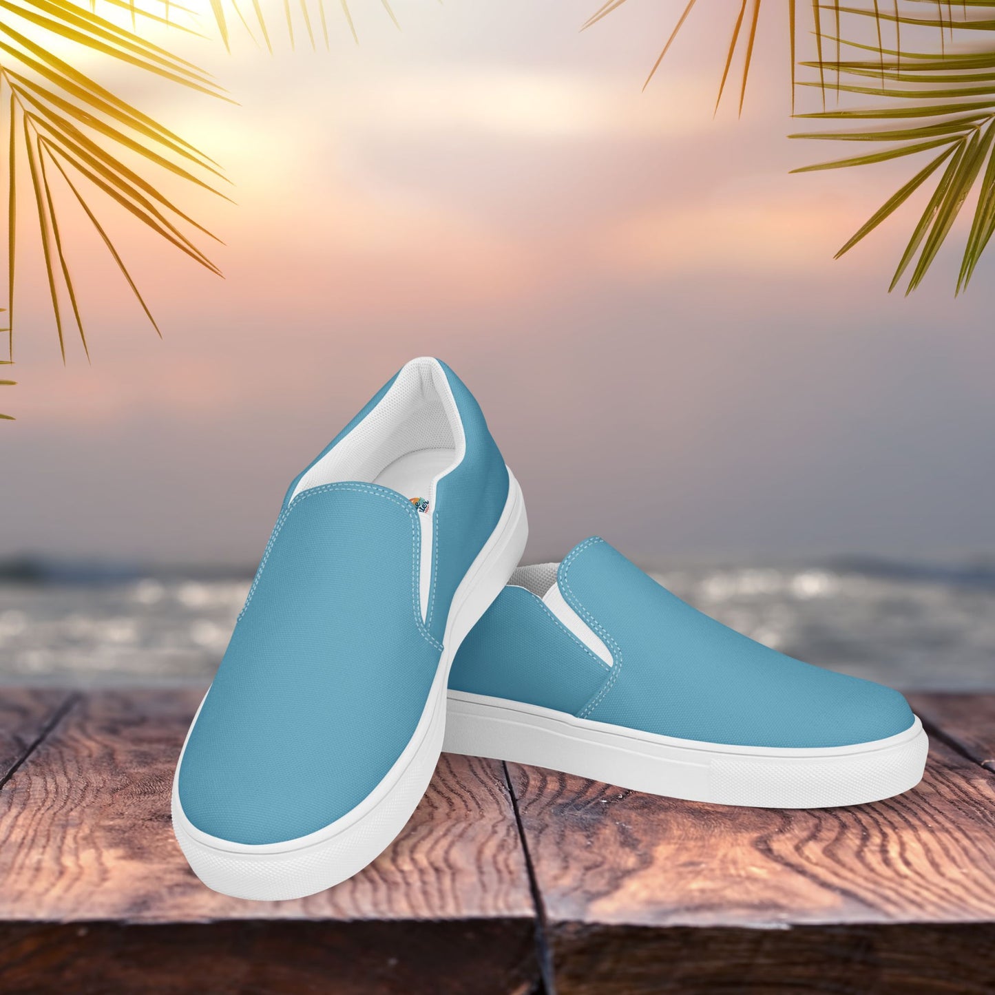 Ocean Blue Women’s Slip-On Canvas Shoes to Match Our Hibiscus Wave Collection T-Shirts!