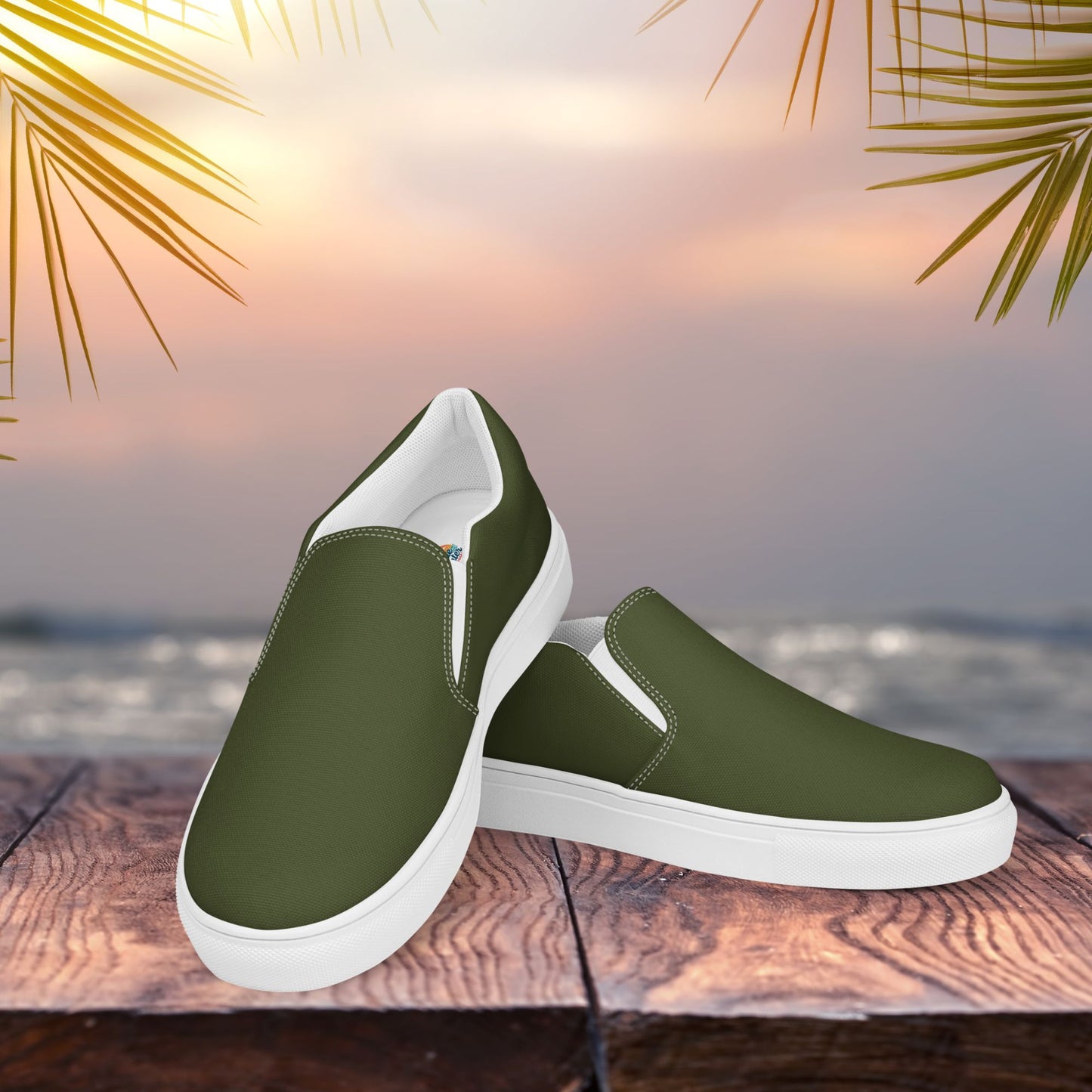 Olive Women’s Slip-On Canvas Shoes to Match Our Vintage Collection T-Shirts!
