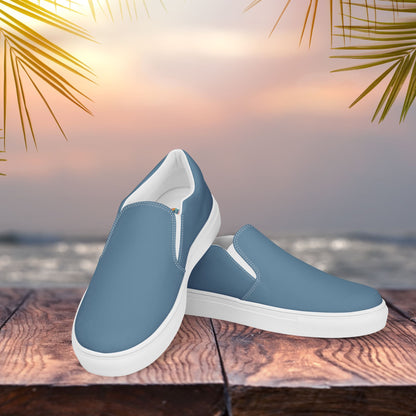 Steel Blue Women’s Slip-On Canvas Shoes to Match Our Vintage & Hibiscus Wave Collections T-shirts!