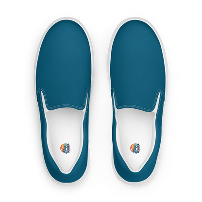 Deep Teal Men’s Slip-On Canvas Shoes to Match Our Hibiscus Wave Collection T-Shirts!