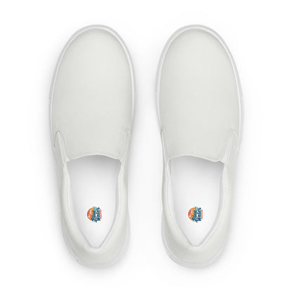 White Men’s Slip-On Canvas Shoes to Match Our Retro Collection T-Shirts!