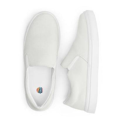 White Men’s Slip-On Canvas Shoes to Match Our Retro Collection T-Shirts!