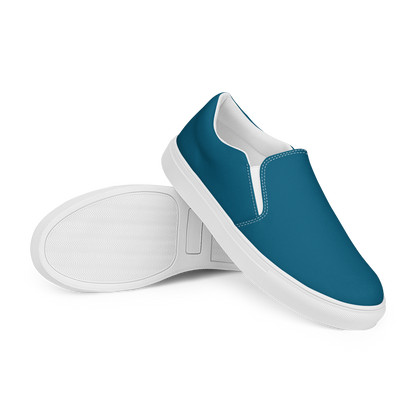 Deep Teal Men’s Slip-On Canvas Shoes to Match Our Hibiscus Wave Collection T-Shirts!