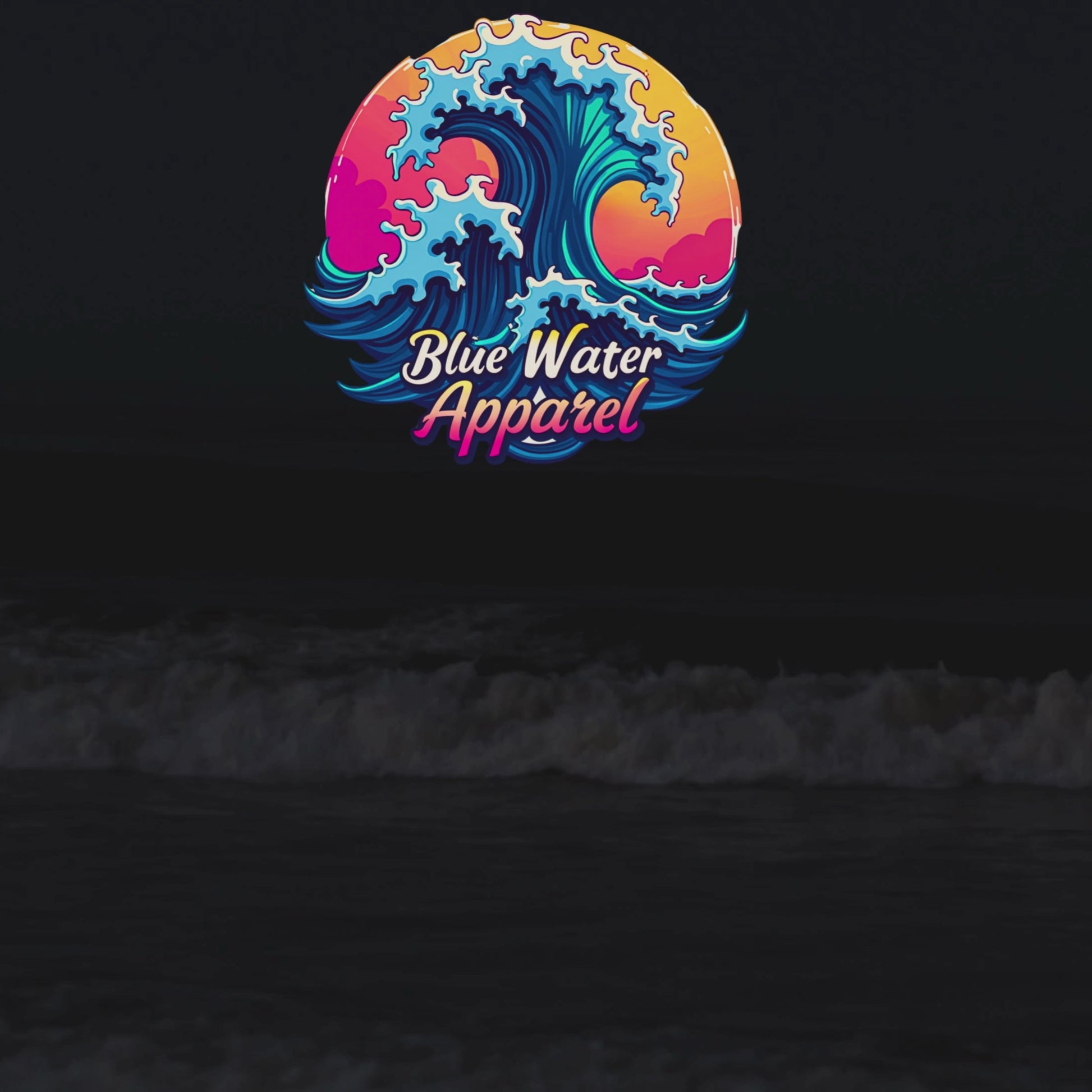 music video of glowing waves featuring retro wave graphic by blue water apparel