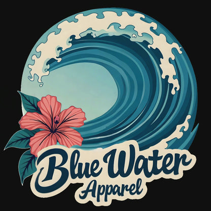 animation of hibiscus wave graphic and music by blue water apparel.