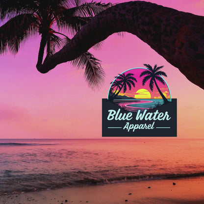 music video wave lapping on shore with a pink sunset featuring the neon sunset graphic by blue water apparel