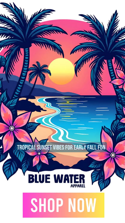 Retro Graphic Tee - Tropical Sunset by Blue Water Apparel