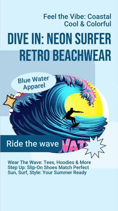 Retro Graphic Tee - Neon Surfer by Blue Water Apparel