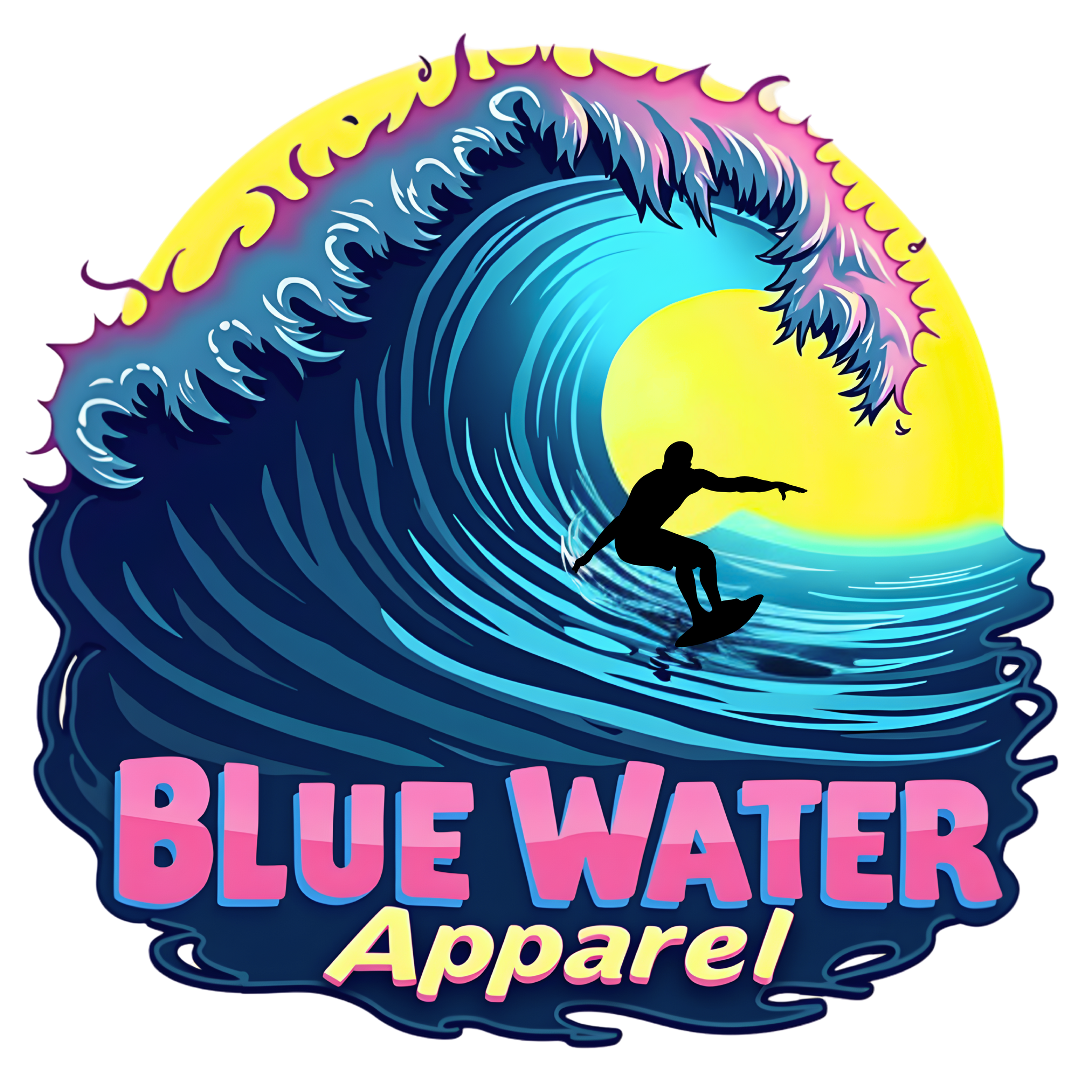 music video of an animated neon surfer graphic by blue water apparel