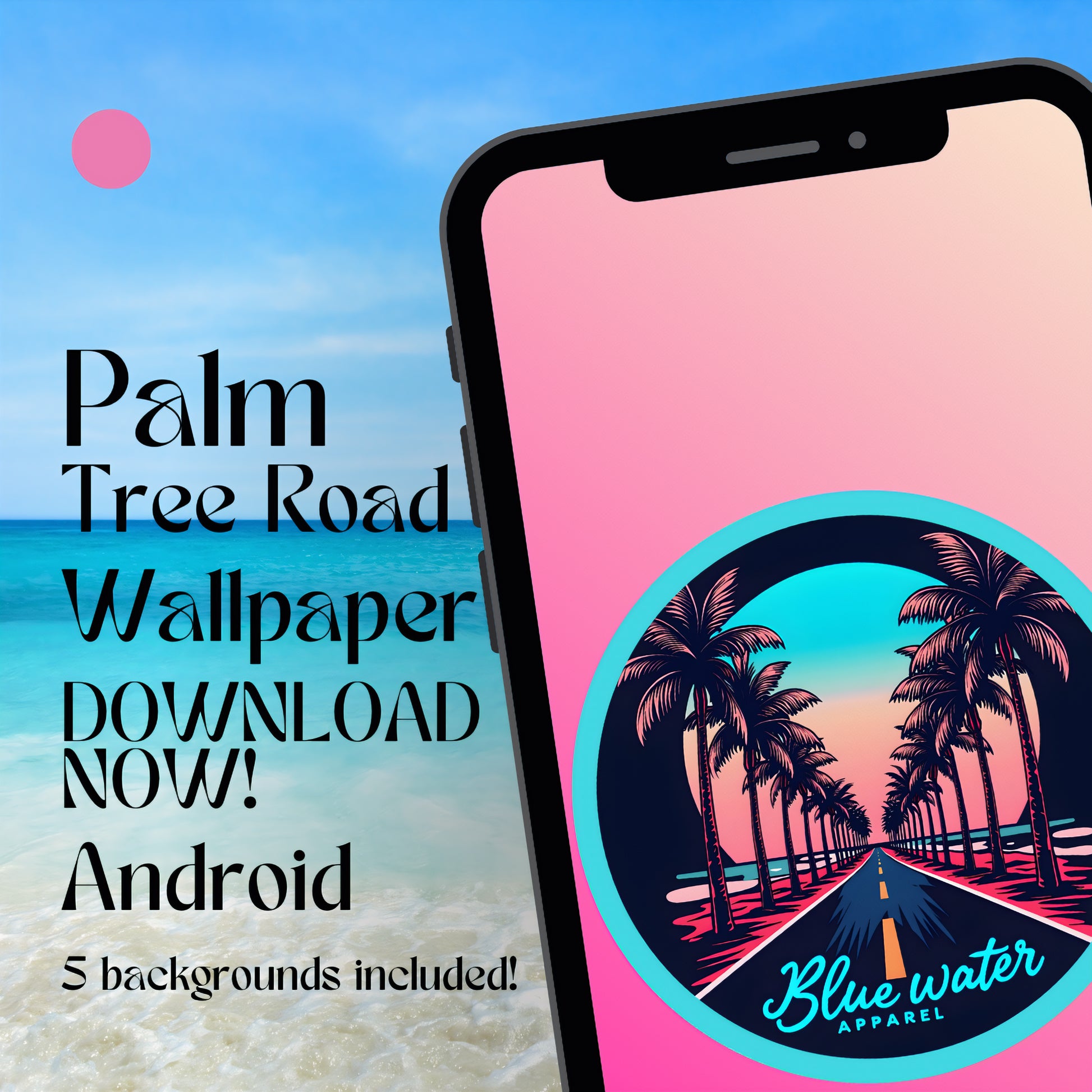 palm tree road android wallpaper with beach background by blue water apparel