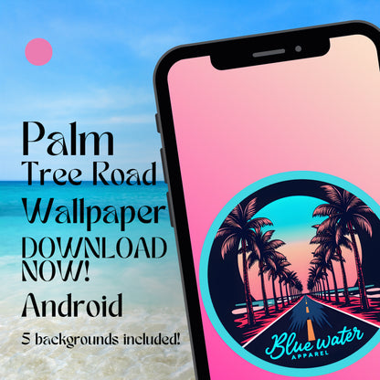 palm tree road android wallpaper with beach background by blue water apparel
