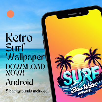 retro surf android wallpaper with beach background by blue water apparel
